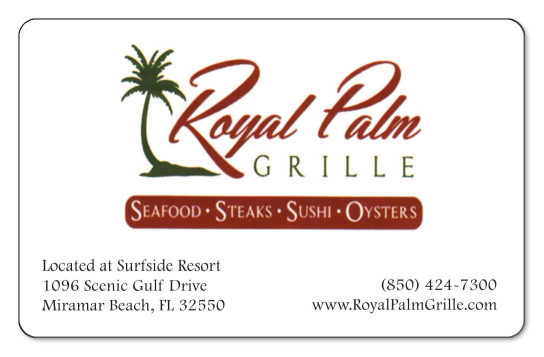 royal palm grille red text and tree logo on a white background